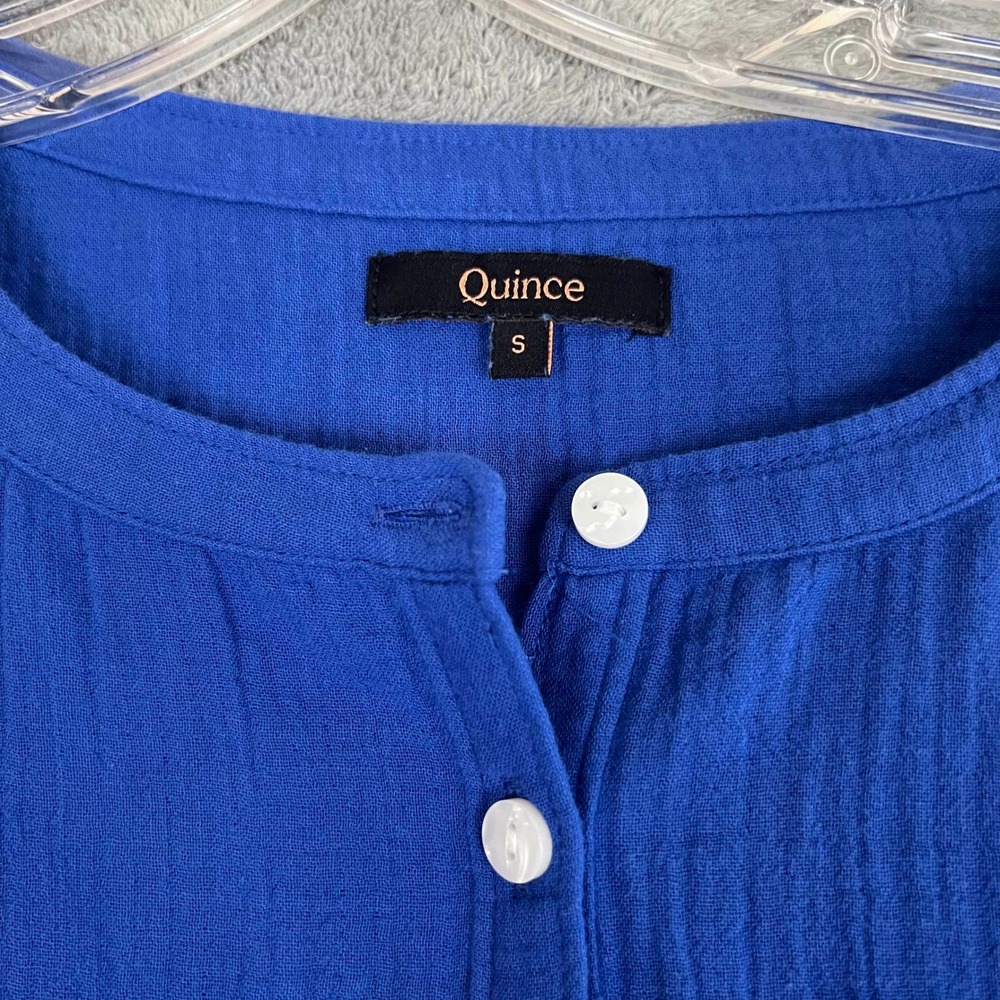 Quince 100% Organic Cotton Gauze Roll Sleeve Shirt Womens S Minimalist - Picture 3 of 9